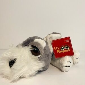 Russ Lil Peepers Puppy Dog Plush Shultz Lovey Gray Stuffed Animal Big Eyes 9”